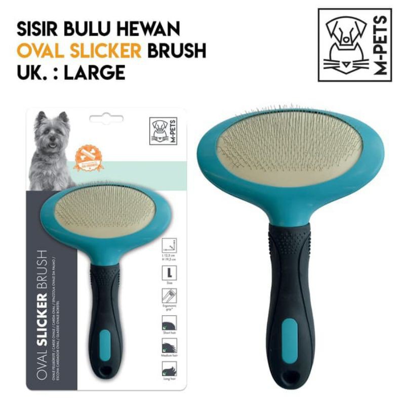 M-Pets Oval Slicker Brush Small – Large / Sisir Sikat Anjing Kucing Kecil Besar