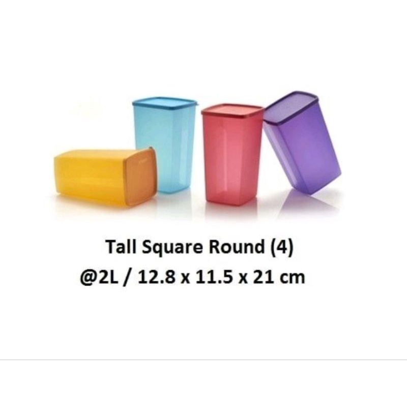 Tall square round (4) toples tupperware