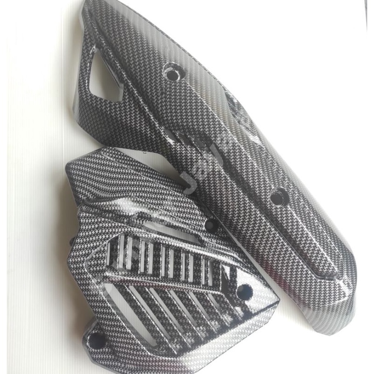 Paket Cover knalpot dan radiator Karbon buat Vario 125/150 led. paket variasi karbon Vario 125 dan 1