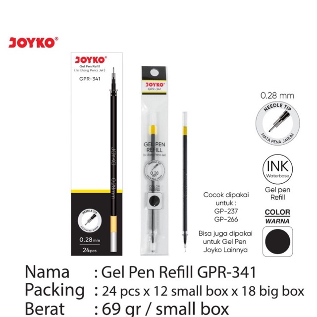 

( 1 pcs ) Gpr 341 Gel Pen Refill untuk Itech2 Hitech / Isi Ulang Pen Jel / Isi Pulpen Joyko GPR-341 / 0.28 mm