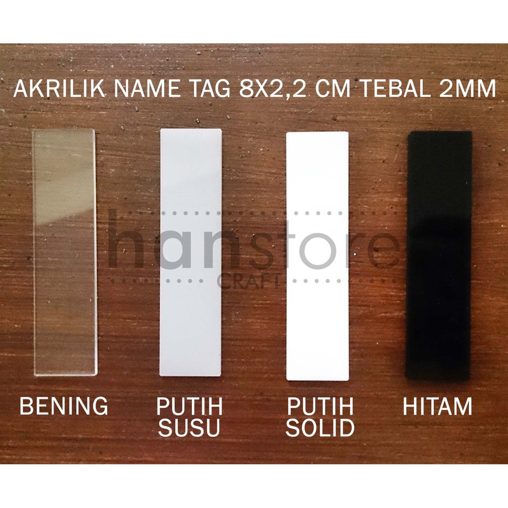 

RS 8 x 2,2 cm NAMA DADA / NAME TAG Bahan Akrilik Polos