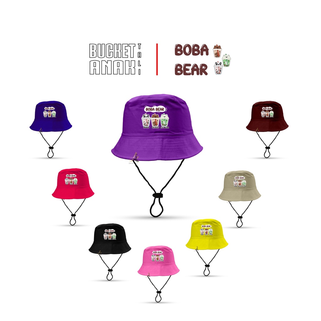 Topi Bucket Anak Gambar Sablon BOBA BEAR/Bucket Sablon BOBA BEAR 2-8 tahun