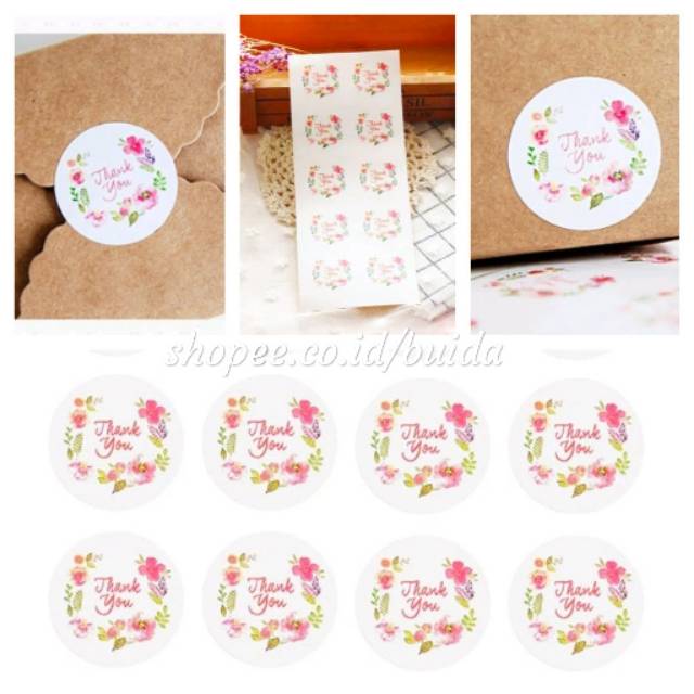 

Sticker Thank You Flower Stiker Floral 3.5cm Label Kemasan Packaging Sealer Segel Box Tas paperbag