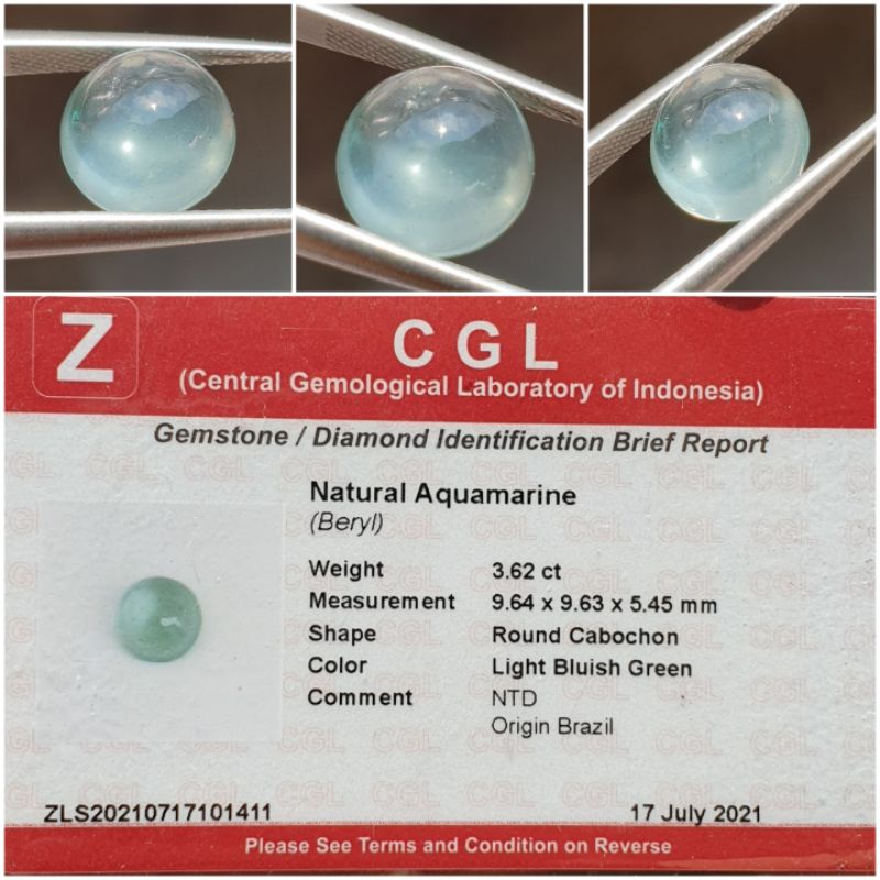 Natural Aquamarine Beryl Memo 3.62 crt