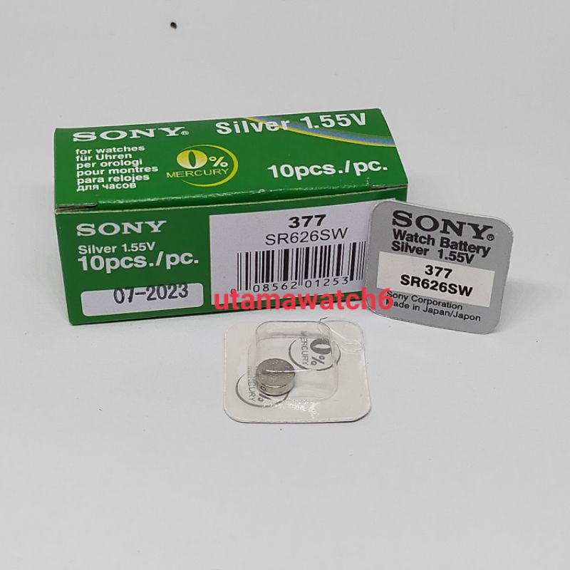 Batrai Sony / Murata original kotak 377/626,sony silver oxide 1.55 volt