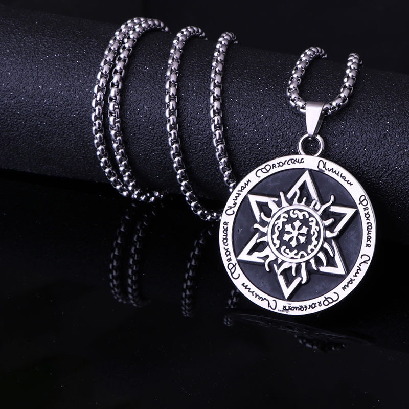 Bulat merek hexagram kalung Korea jalan hipster hip hop aksesoris selebriti Internet in kalung Baita
