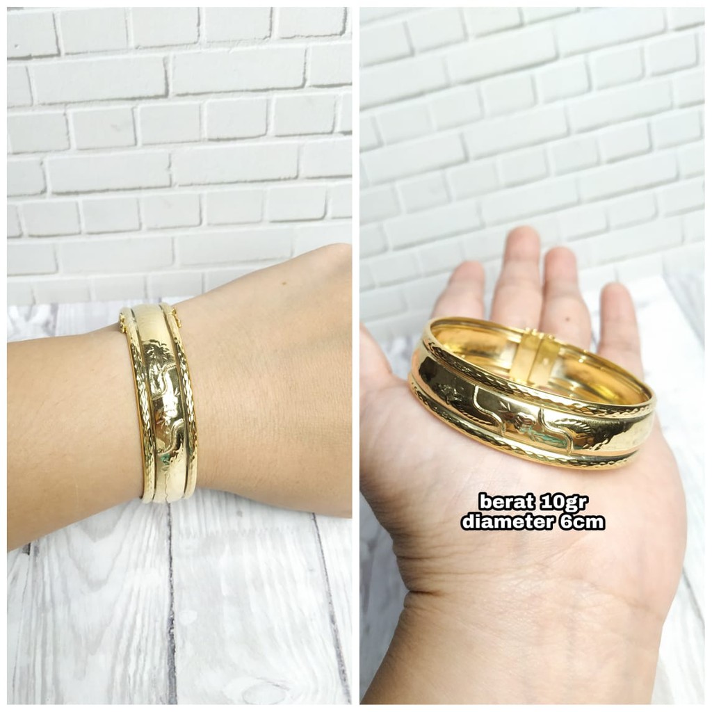 GELANG BANGKOK LEBAR GOLD PERAK ASLI S925 KODE CF006