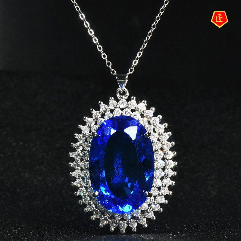 [Ready Stock]Luxury Double Layer Full Diamond Necklace Set Rings Stud Earrings