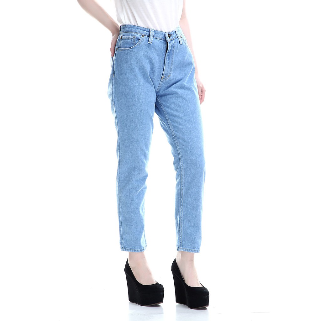 Dazina Celana Boyfriend Jeans Tebal Wanita - Ice blue