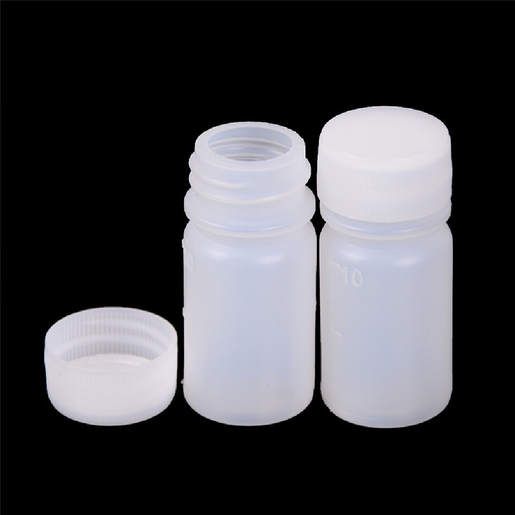 Adawnshbhyu 10X 10ml Botol Reagen Plastik Obat Sample Vial Tempat Cairan Alat Bermanfaat