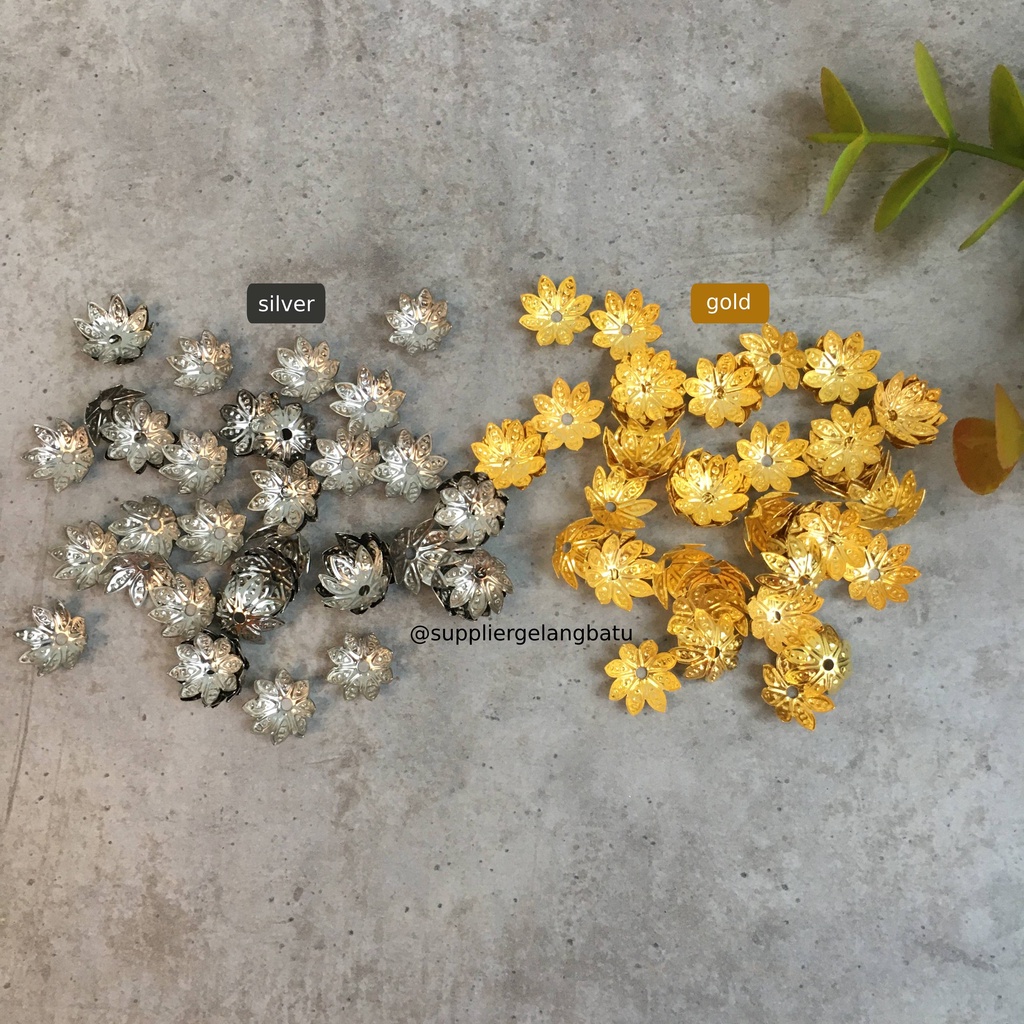 Sekat Mangkok Cangkang Mahkota Silver / Gold 8 kelopak Aksesoris bunga