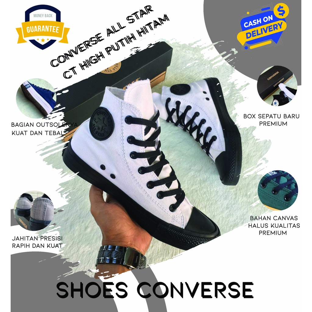 Sepatu Converse All Star Original 100% Import Sepatu Sekolah High Putih Hitam Pria Wanita Casual