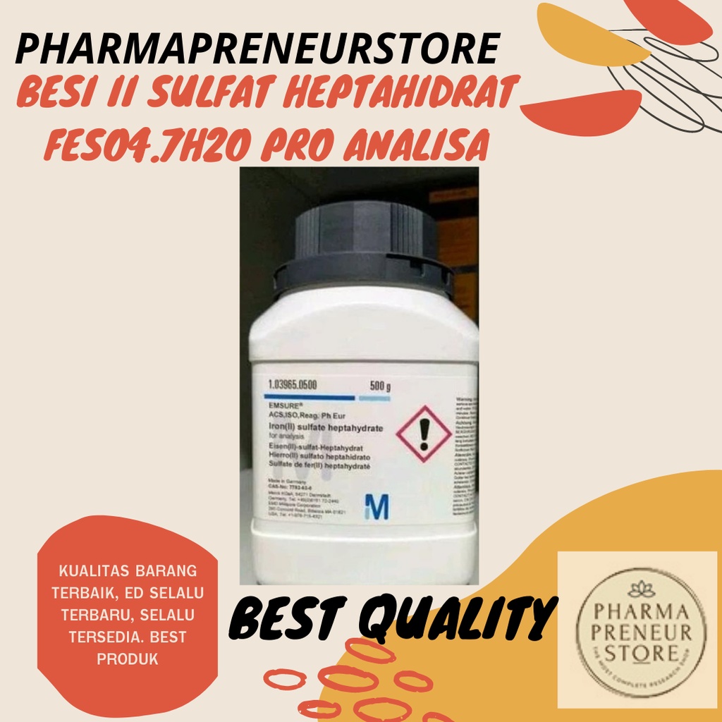 IRON II SULFATE HEPTAHYDRATE / BESI II SULFAT HEPTAHIDRAT PRO ANALISA 5 DAN 10 GRAM MERCK BEST QUALITY