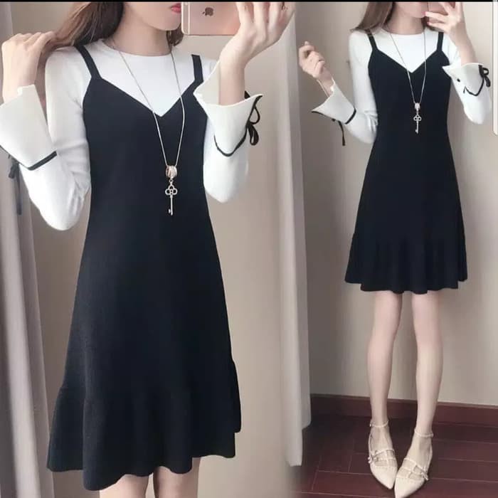 Dress Lengan Panjang Model Korea - Dress Korea