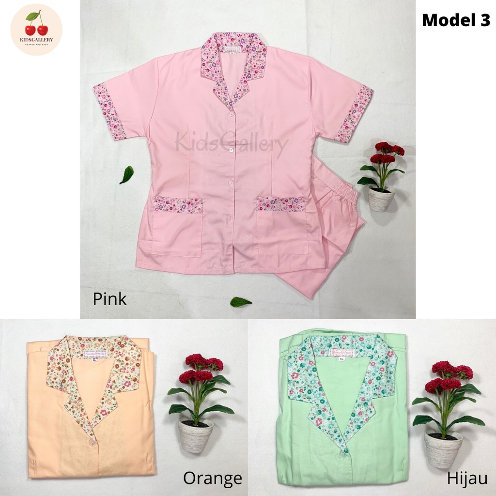 [SANDRINA] Baju seragam suster kulot/ Baju baby sitter/ Baju nanny (Motif bunga)