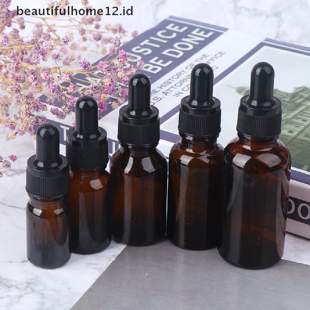 【beautifulhome12.id】 5/10/15/20/30ml Empty brown Glass Dropper Bottles with Pipette for Essential Oil .