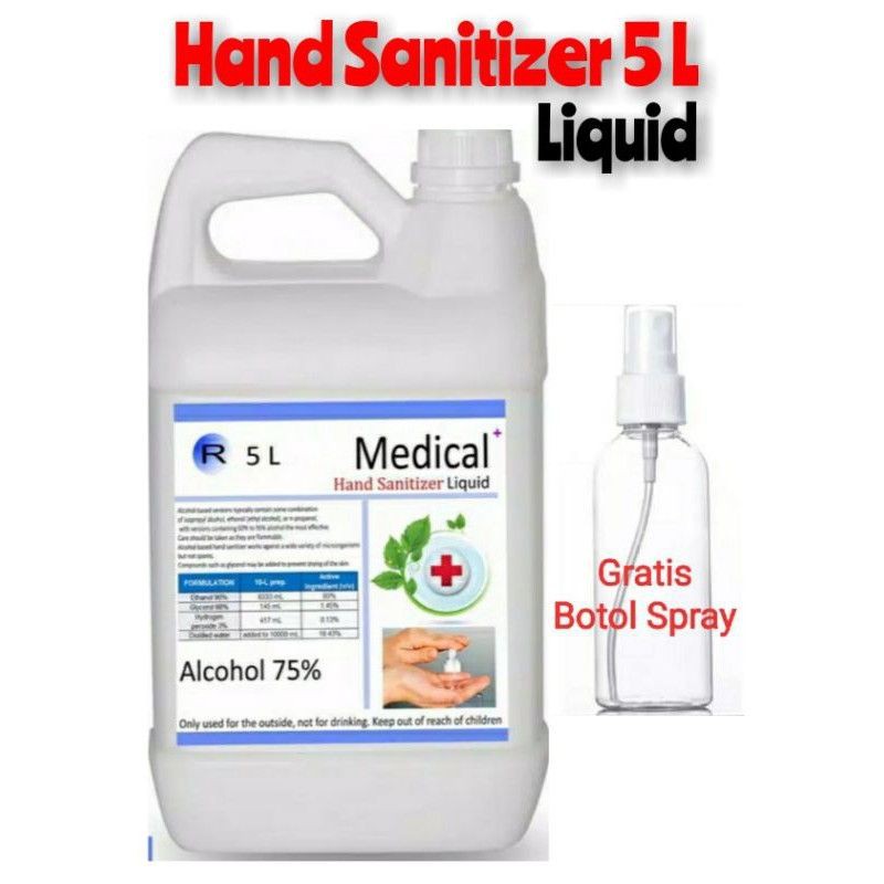 Hand Sanitizer Cair 5 Liter | Hand Sanitizer Gel 5 Liter | Bonus Botol Pump (Gel) / Spray (Cair)