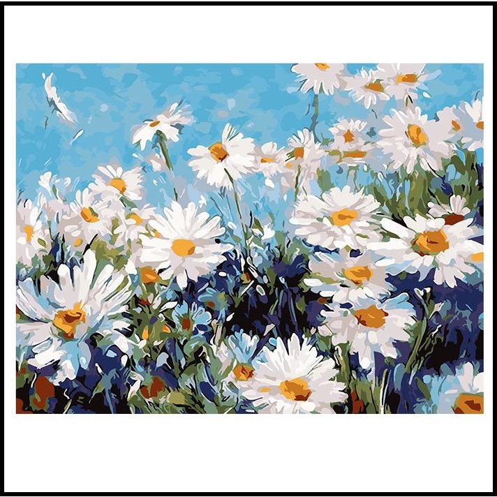 

Diy Painting Paint By Numbers Canvas Lukis White Garden 40*50