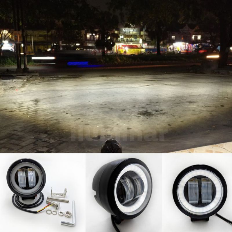 lampu tembak cwl 2mata lensa AE putih/lampu foglamp 64mm