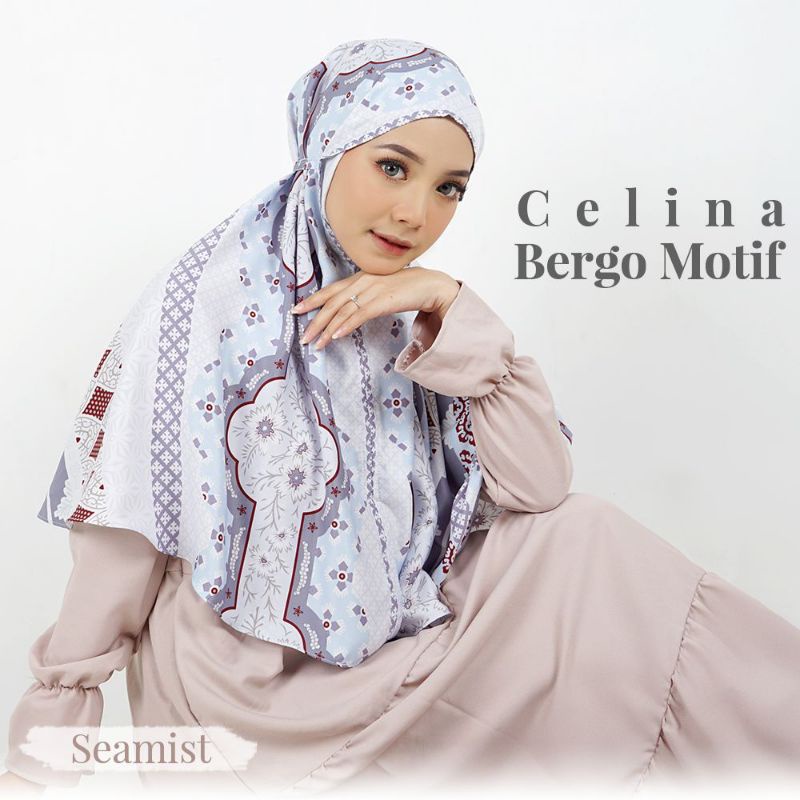 kerudung bergo motif/hijab instan motif/bergo premium bahan maxmara import/hijab sehari-hari-Seamist