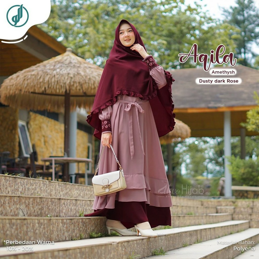 Aqila Syarii Gamis Muslim Wanita Gamis Murah Gamis Syarii 1 Set Kerudung Instant