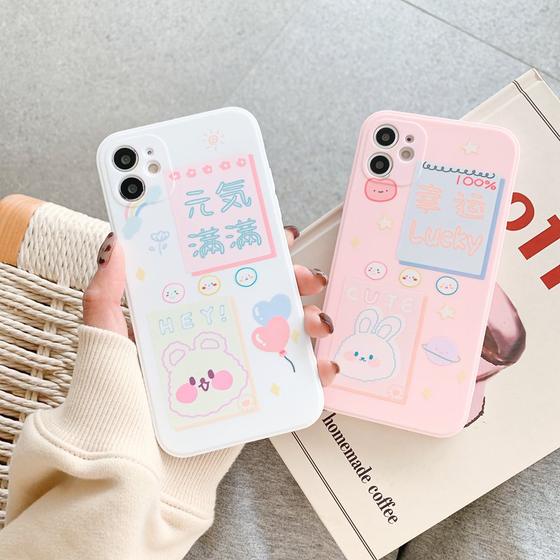 Lucky Bunny Soft Case HP iPhone 11 12 mini Pro Max 6 6S 7 8 + Plus X XR SE 2020 XS Max Fine Hole Casing Apple