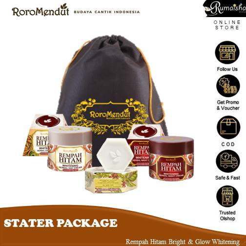 PAKET STARTER SKINCARE RORO MENDUT REMPAH HITAM WHITENING SERIES
