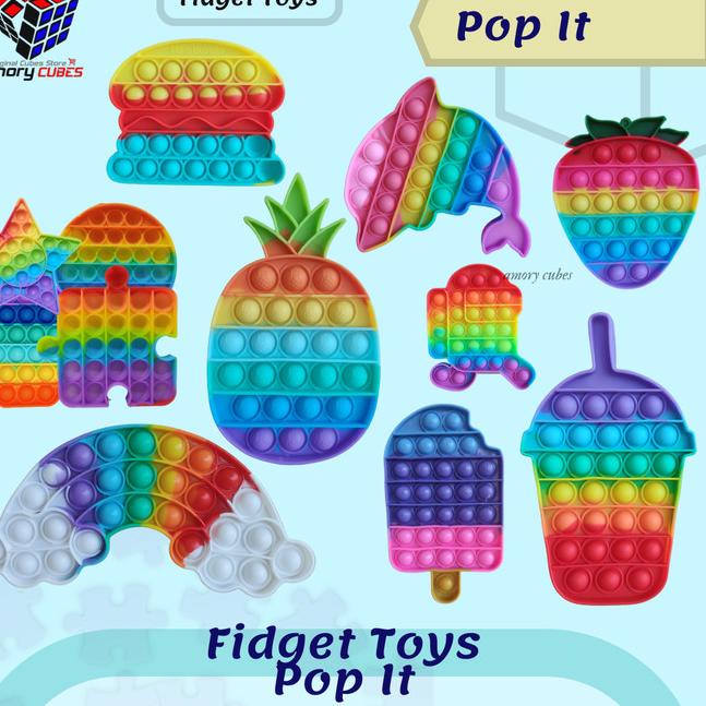 ✫ Mainan Pop It / Pop It Fidget Toy / Fidget Pop It Squishy RAINBOW - BULAT RAINBOW ♀