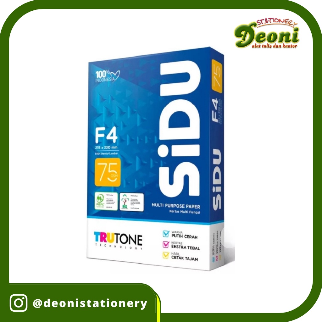 

Kertas HVS SIDU F4 75 gr (isi 500 lembar)