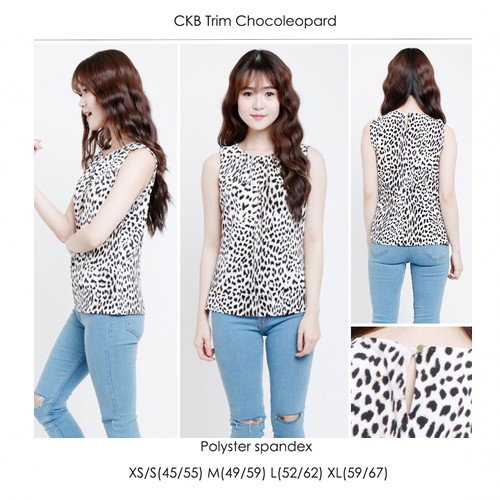 Atasan Wanita Blouse Kemeja ORI Branded CKB trim Choco leopard