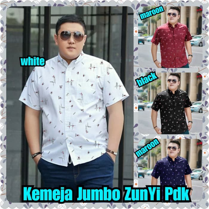 KEMEJA PRIA BIGSIZE TRENDY KEREN LENGAN PENDEK JUMBO ZUNYI