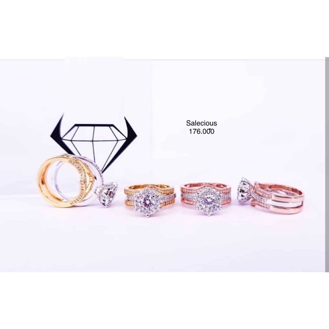 Cincin perhiasan Lapis emas luxury dengan zircon italy asli