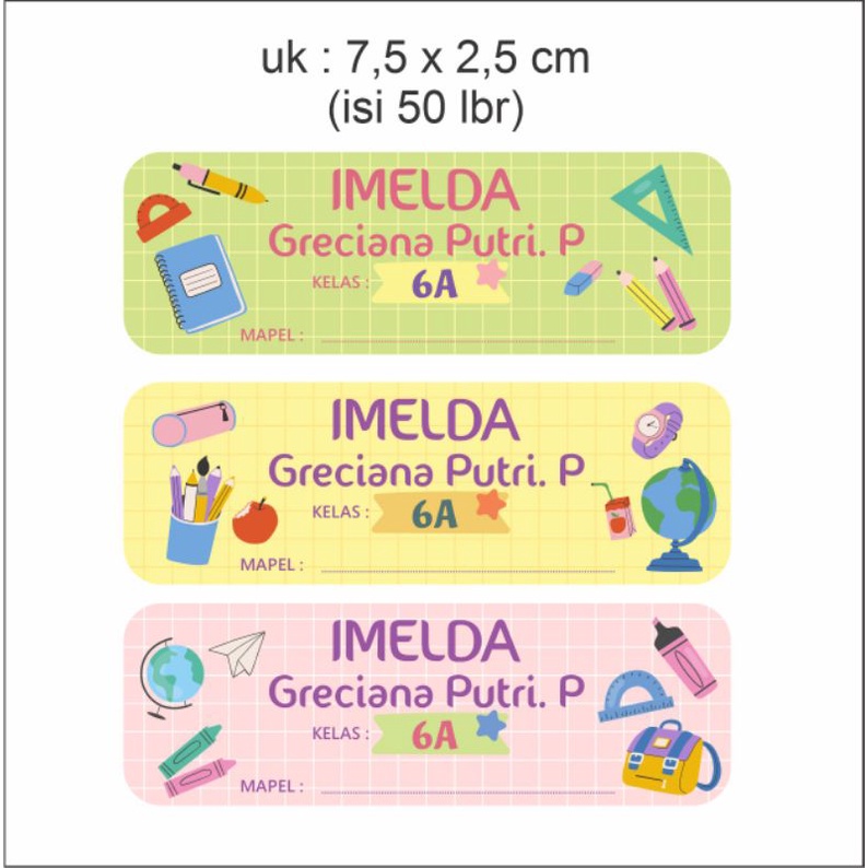 

PO Sticker Label Nama tema "back to school" (isi 50 lbr)