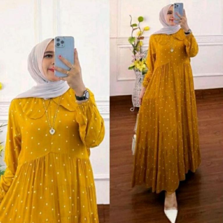 MIDI DRESS POLKADOT//MIDI DRES PREMIUM//MIDI DRESS MUSLIM//MIDI DRESS KOREA {BEJ.10Jn22ғ}