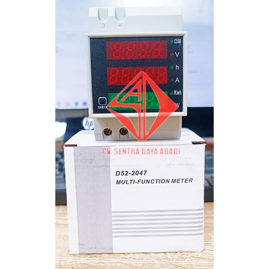 d52-2047 multi function meter DIN Rail AC Multi Watt Meter Volt Ampere kWh Cos Phi 2 Color Panel MCB