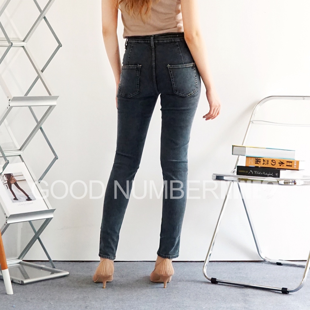 Celana Jeans Cewek Wanita Bigsize Highwaist Tali HW Rope Snow