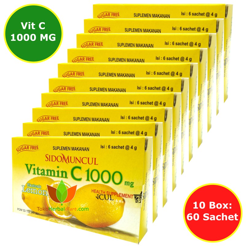 10 Box 60 Sachet Vitamin C 1000 Mg Sidomuncul Suplemen Daya Tahan Tubuh Dewasa Anak Shopee Indonesia