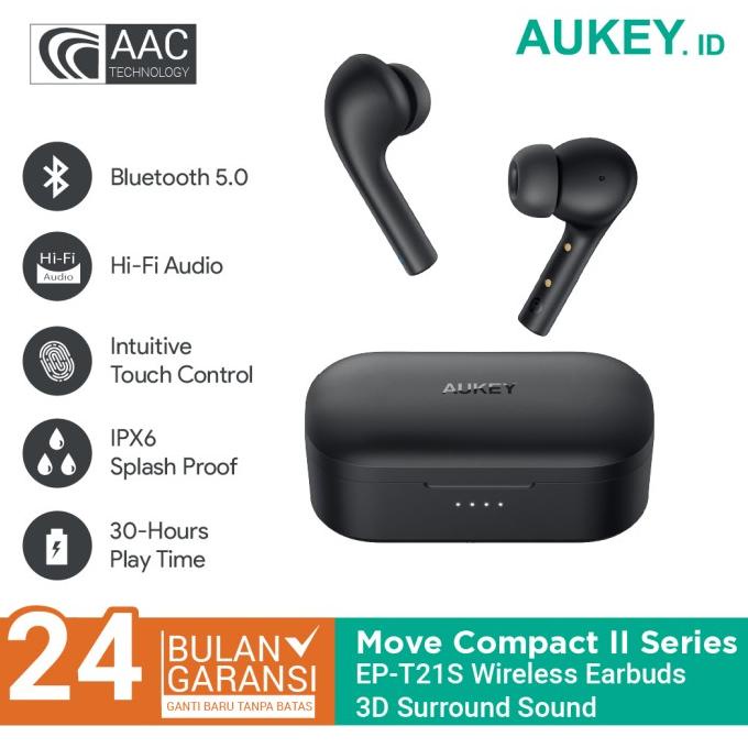 ] Headset /TWS Bluetooth Aukey EP-T21S Move Compact II 3D Surround Sound