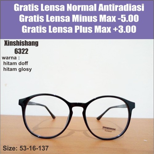 FRAME KACAMATA MINUS KOREA XINSHISHANG 6322 FREE LENSA ANTI RADIASI