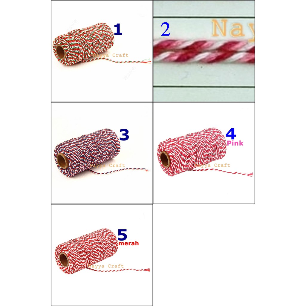 

HJK Tali hangtag 100 yard bakers twine benang katun tali katun warna tali hampers pita kado tali