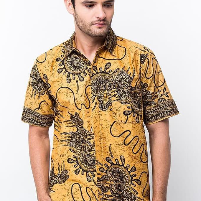 PRODUK READY...!!! HEM BATIK TRUSMI STYLE KUNING / BATIK LENGAN PENDEK MURAH