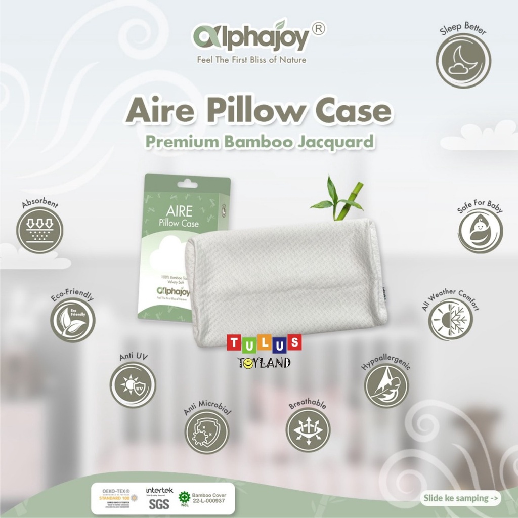 Sarung Bantal Alphajoy AIRE Bamboo Jacquard pillow Case anak bayi balita kain bambu anti alergi