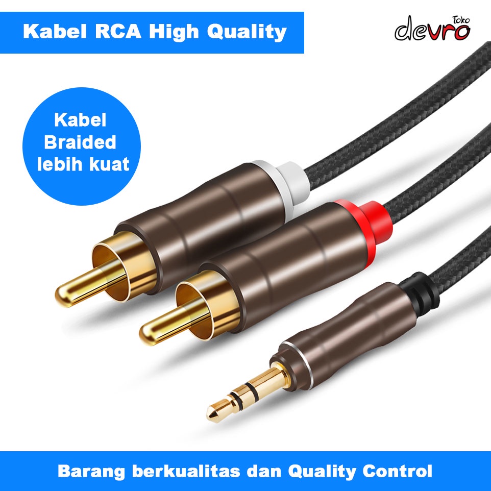 Jual Kabel Rca Braided Kabel Audio Aux Mm Ke Rca Plug Meter Kabel Jack V Shopee