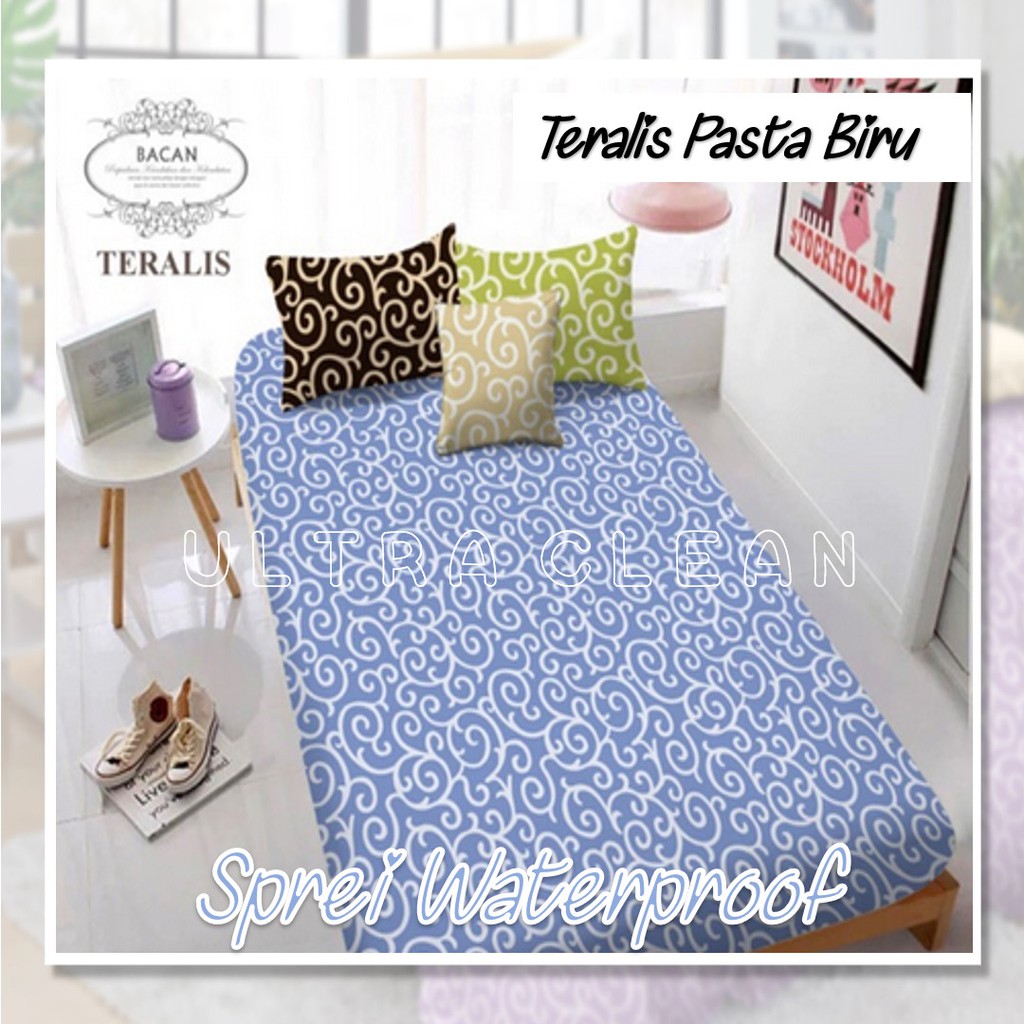 Sprei Waterproof ULIR TERALIS PASTA BIRU BLUE SHAPIRE 