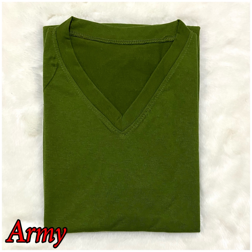 V-NECK JUMBO XXL Panjang / Kaos Polos Basic Vneck Panjang /  t-shirt / Atasan Pakaian Wanita Murah-TPJ V-XXL - ARMY