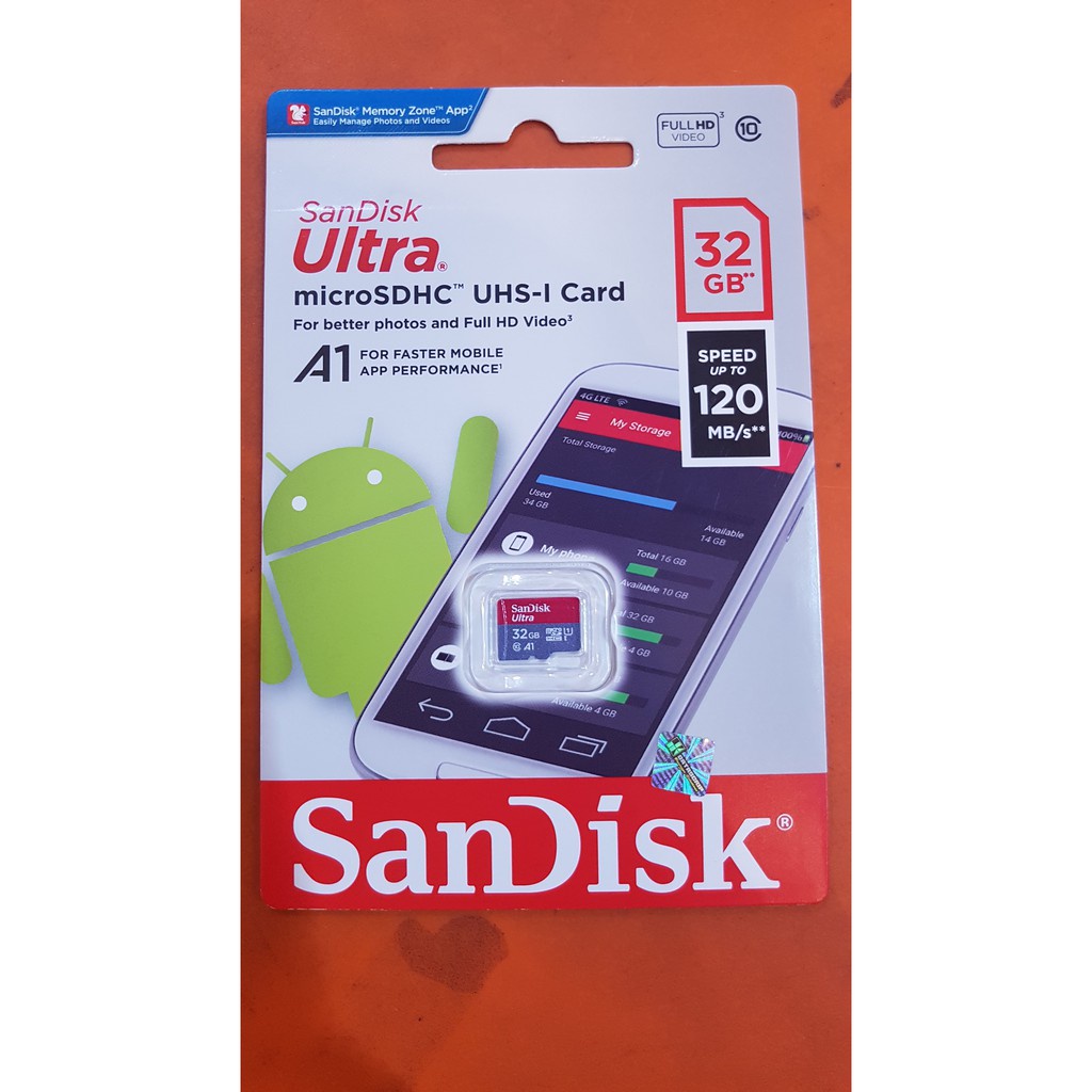 SanDisk Ultra Micro SD Card 32GB UHS-I A1 up to 120Mbps Original