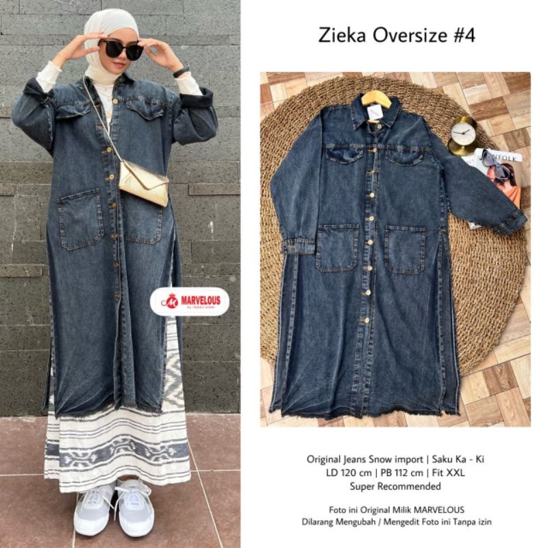 ZIEKA OVERSIZE #4 BY MARVELOUS / MIDI JEANS WANITA MUSLIMAH / Baju wanita premium