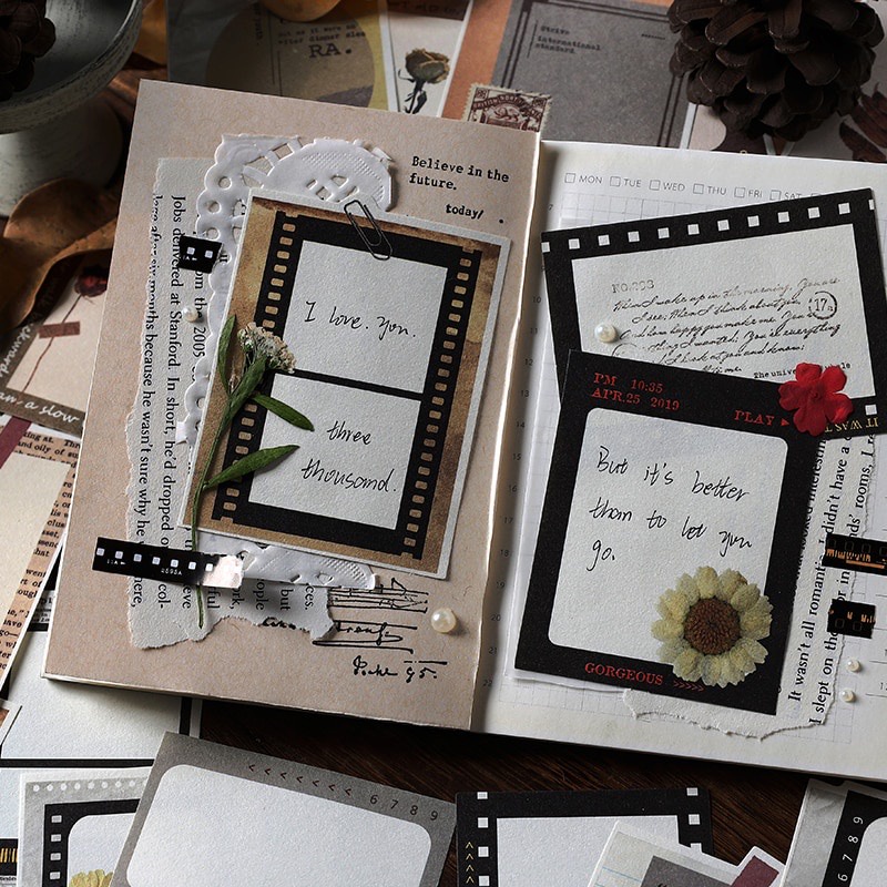 

5 pcs kertas dekorasi journal vintage aesthetic journal kit/journal paper/bullet journal/old paper/washi tape/sticker journal/stiker laptop/stiker hp
