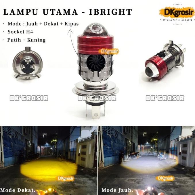 IBRIGHT - Lampu Utama LED H4 - Lampu depan tipe Laser+ Kipas Pendingin