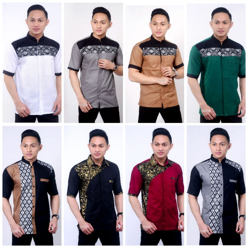 Baju Koko Batik Cowok Lengan Pendek Slimfit Pria Dewasa